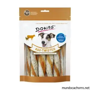 DOKAS Hélice de mascar con piel de vacuno, rumen y filete de pechuga de pollo 200 g