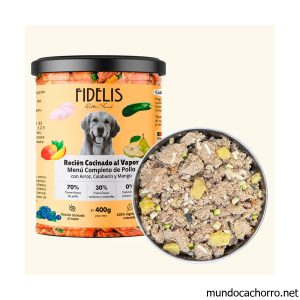 FIDELS Pollo con arroz, calabacín y mango (tarro de 400 g)